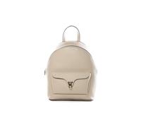 Coccinelle Beat Generation Leather Backpack, Beige, 25.5 x 34 x 14 cm, Zip Closure, Adjustable Straps, External Pocket, Casual Style Women