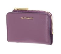Coccinelle Card case Metallic Shiny Smooth Leather Card Holder Jellyfish Purple