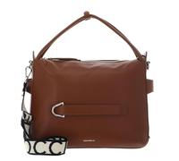 Coccinelle cross body bag Gretel Ribbon Handbag Grained Leather Cognac brown