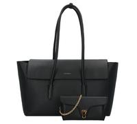 Coccinelle Double Beat Shopper Bag Genuine Leather 47 cm black