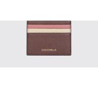 COCCINELLE Flat Grained Leather Card Holder with Multicolor Stripe Pattern - Size: OS - female