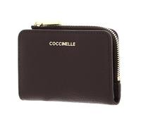 Coccinelle Leather Card case Metallic Soft Credit Card Holder Brunette Dark Brown