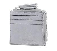 Coccinelle Leather Card case Tassel Credit Card Holder Steel Silver-Coloured