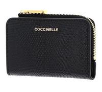 Coccinelle Leather Card Holder Metallic Lizard Credit Card Holder Black