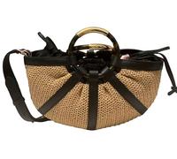 Coccinelle Leather cross body bag Shell Straw Handbag Natural/Noir beige