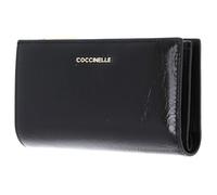 Coccinelle Leather Purse Metallic Shiny Wrinkled Wallet Noir Black