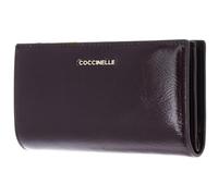 Coccinelle Leather Purse Metallic Shiny Wrinkled Wallet Prune Dark Purple