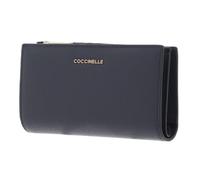 Coccinelle Leather Purse Metallic Soft Wallet Stove Blue-Grey