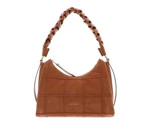 Coccinelle Leather shoulder bag Boheme Check Embroidery Handbag Robin/Robin light brown