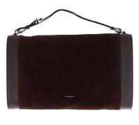 COCCINELLE Leather Travel Bag Elinor Suede Bimaterial Handbag Brunette/Brunet Dark Brown