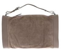 COCCINELLE Leather Travel Bag Elinor Suede Bimaterial Handbag Warm Taupe/Warm Taupe