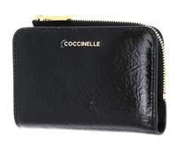 Coccinelle Leather Wallet Metallic Shiny Wrinkled Wallet Black