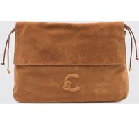 COCCINELLE Lidia Suede Shoulder Bag with Removable Strap and Embossed Logo
