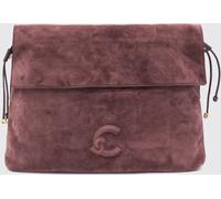 COCCINELLE Lidia Suede Shoulder Bag with Removable Strap and Embossed Logo