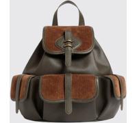 COCCINELLE Mavery Velvet and Leather Backpack with Flap Closure