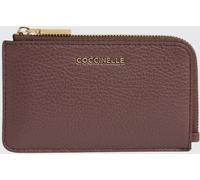 COCCINELLE Metallic Soft Grained Leather Card Holder with Zip Closure - Size: OS - female