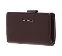 Coccinelle Purse Metallic Soft Mini Wallet Grained Leather Berry Dark Purple