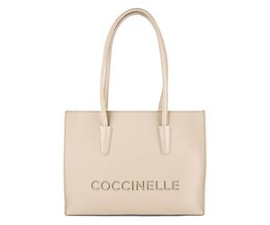 Coccinelle Myrtha Shopper Bag Genuine Leather 36 cm beige