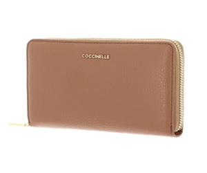 Coccinelle Purse Metallic Soft Wallet Grained Leather Skin Light Brown