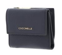Coccinelle Purse Metallic Soft Wallet Grained Leather Stove Blue-Grey