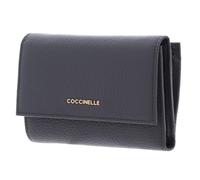 Coccinelle Purse Metallic Soft Wallet Grainy Leather Stove Blue-Grey