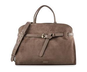 Coccinelle Sabine Suede Handbag Genuine Leather 43 cm brown