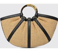COCCINELLE Shell Raffia and Grained Leather Bag