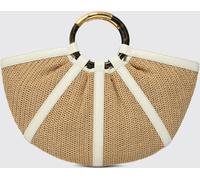 COCCINELLE Shell Raffia and Grained Leather Bag