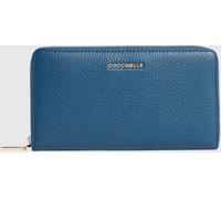 Coccinelle Purse Metallic Soft Wallet Grained Leather Deep Blue