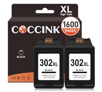 COCCINK 302XL Ink Cartridge for HP Printers 38xx 45xx 36xx, 2 black