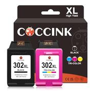 COCCINK 302XL Ink Cartridges Replacement for HP Envy 4527, 302XL for DeskJet 3630 2132 3634 3636 3637 Envy 4520 4522 4523 4524 Officejet 4650 3831 3833 3835 4638 5230 for HP 302 XL Black and Colour