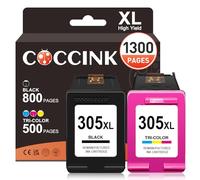 COCCINK 305XL Black & Colour Ink Cartridge for HP Envy 6455e 6012 6015