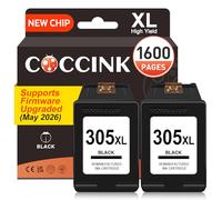 COCCINK 305XL Black Ink Cartridge for HP 2810 4222 6400 6000e