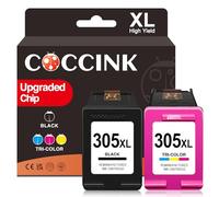 COCCINK 305XL for HP 305 Ink Cartridges Black and Colour DeskJet 2810e 2820e 2800e 4220e 4222e 2821e 2822e 2823e 4230e 4210e 2721e 2700e 2710e 2720e 2722e 4122e for HP 305 XL Printer Ink Replacement
