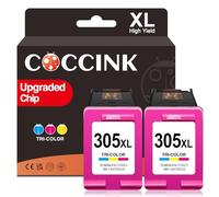 COCCINK 305XL for HP 305 Ink Cartridges Colour Deskjet 4220e 4222e 2810e 2820e 2800e 2821e 2822e 2823e Envy 6032e 6020e 6000e 6022e 6432e 305XL for HP 305 Printer Ink colour Replacement (2 pack)