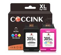 COCCINK 305XL Ink Cartridges Replacement for HP DeskJet 2800e Ink Cartridge, 305 XL for Deskjet 2810e 2820e 4222e 2700 2710 4100 4110 4120 Envy 6032 6010 6020 6400 6420 Black and Colour Combo Pack