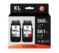 COCCINK PG-560XL CL-561XL Printer Ink Cartridges Replacement for Canon 560 XL 561 XL Compatible with TS5350 TS7451 TS7450 TS5351 TS5352 TS5353 Black and Colour Combo Pack High Yield