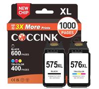 COCCINK PG-575XL CL-576XL Ink Cartridge for Canon TR4750i TS3750i