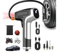 COCCKO Tyre Inflator Air Compressor-Portable 12V,6 in 1 Car Tyre Pump with Digital Display,Fast Inflation,Emergency Glass Breaker & Seatbelt Cutter,USB/Type-C Rechargeable,for Cars/Bikes/Motorcycles