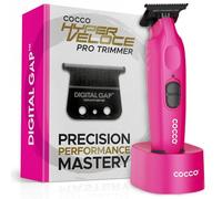 Cocco Hyper Veloce Pro Trimmer, Digital Gap Graphene Blade Edger, High-Torque Brushless BLDC Motor, Cordless, All-Metal Design, Lithium-Ion Battery, Charging Base Included (Pink)