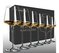 Coccot Crystal Wine Glasses Set of 6 - Long Stem for Red and White Wine, Clear Premium Blown Glassware (18.5oz, 6 Pack)