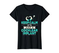 Cochlear Implant Hearing Loss Deaf Pride Hard of Hearing Value Graphic T-Shirt, Women, Black, S