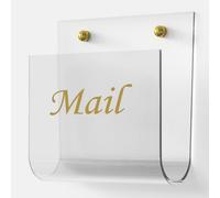 Cociat Acrylic Mail Holder for Wall Clear Hanging 6.6x2.2 Inch Mail Organizer Wall Mounted File Holder