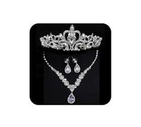 COCIDE Silver Jewelry Set for Women Crystal Tiara and Necklace Kit for Girls Rhinestone Crown Earrings Neck Accessories for Bride Wedding Party Bridal Prom Bridesmaid Dress up