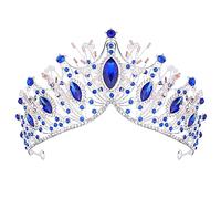 COCIDE Silver Tiara and Crown for Women Blue Gem Rhinestone Baroque Queen Headband for Girl Crystal Mermaid Princess Hair Accessories for Bride Birthday Party Bridesmaids Halloween Costume Cosplay