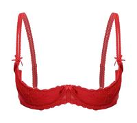 Cocila 1/4 Cup Bras for Women Sexy Underwire Lace Bra See Through Balconette Padded Lingerie Shelf Tops Womens Workout 40Dd Non UK Body and Backless Comfort 36Dd 36E Sports Jelly Wireless