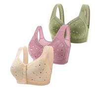 Cocila 3 Bras for Older Women 2024 Front Close Cotton Comfortable Full Support Wide Back No Underwire The Bra (Sky Blue, 50) 38Dd Non Wired Womens UK Nursing Wireless Gel Fastening Seamless