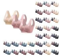 Cocila 3 Pack Ladies Full Cup Lace Underwired Bra Soft Cup Full Coverage Seamless No Padding Comfort Compression Breathable Lightweight Everyday Bra Underwear High Push up Women’s Bra A Coffee 3XL