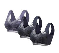 Cocila 3 Pack Ladies Full Cup Lace Underwired Bra Soft Cup Full Coverage Seamless No Padding Comfort Compression Breathable Lightweight Everyday Bra Underwear High Push up Women’s Bra Dark Purple 5XL
