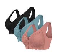 Cocila 3 Pieces Lace Women's Bras Wide Strap Seamless No Strangulation Underwired Comfort Sleep Bras Women Underwear Push Up Breathable Sports Soft Cup Full Coverage Casual Oversized Bra S-3XL